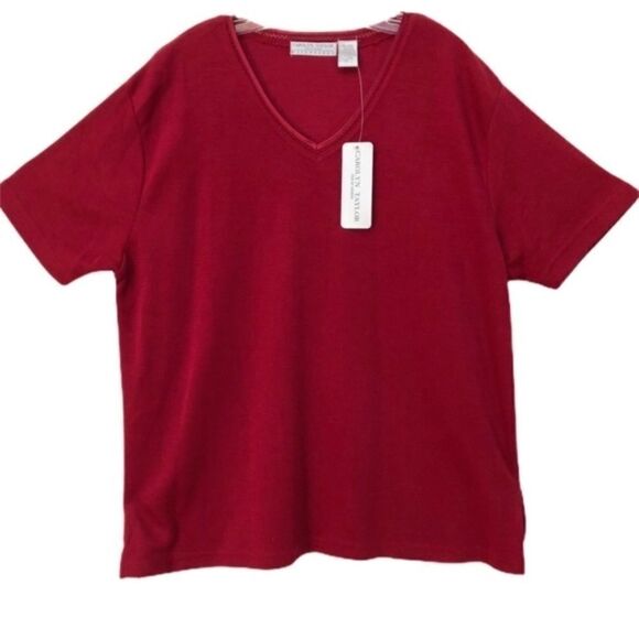 CAROLYN TAYLOR TOP Dark Red Short Sl… - Picture 1 of 5